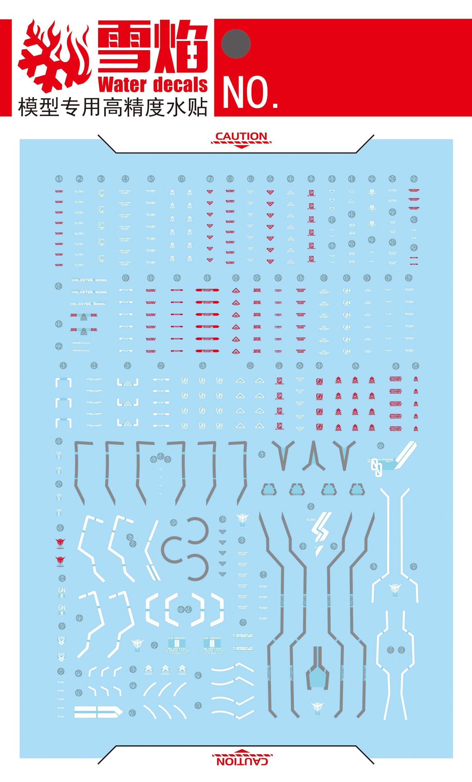 1/144 00 Gundam Seven Sword/G Fluorescent Waterslide Decal