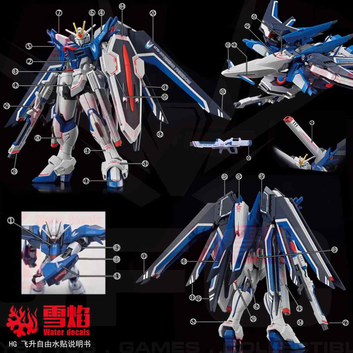 1/144 Rising Freedom Gundam Fluorescent Waterslide Decal HG-83