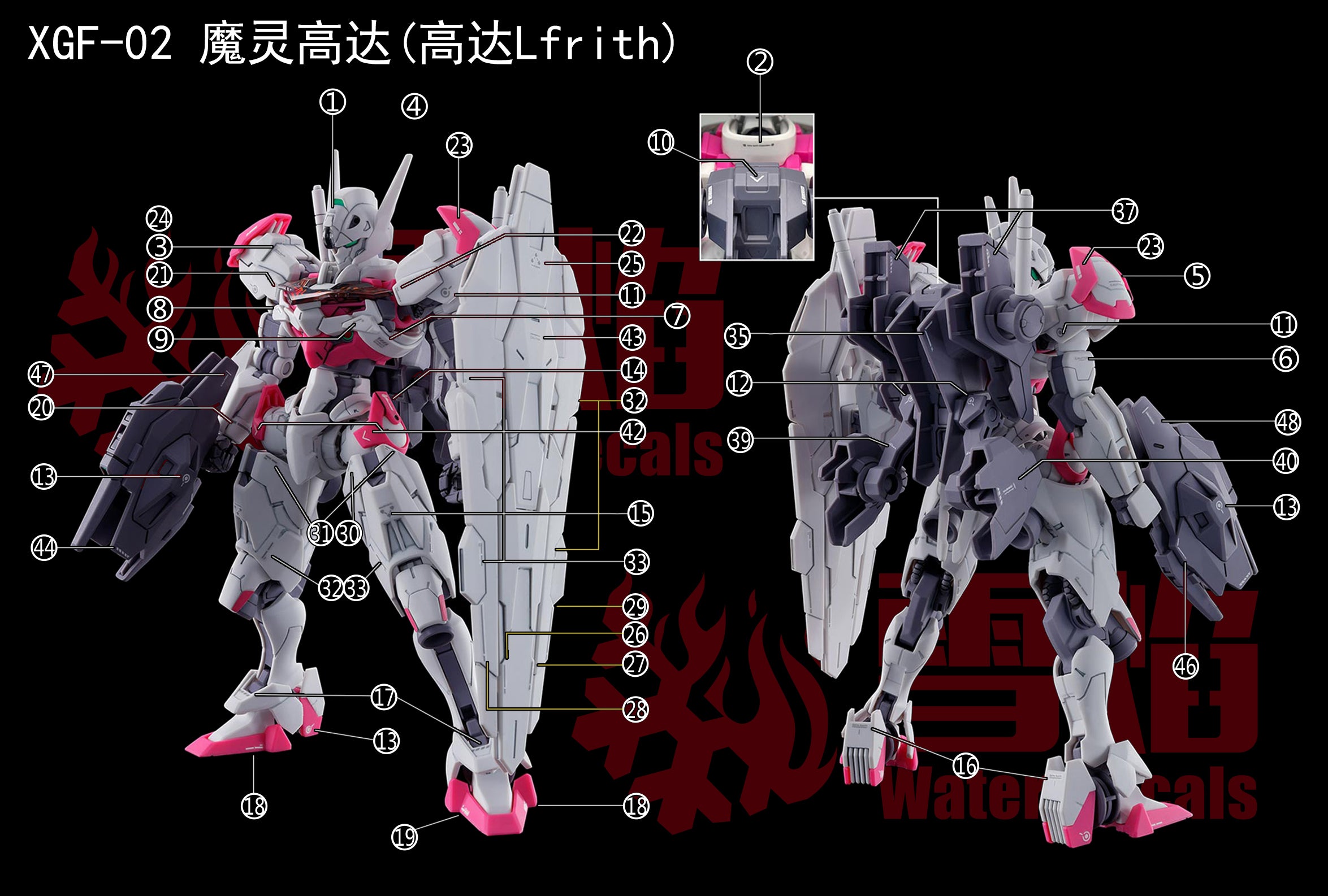 1/144 Gundam Lfrith Fluorescent Waterslide Decal HG-63