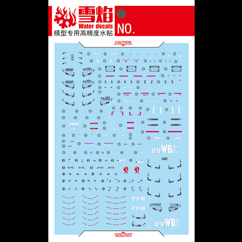 1/144 RX-78-2 Gundam Fluorescent Waterslide Decal Set