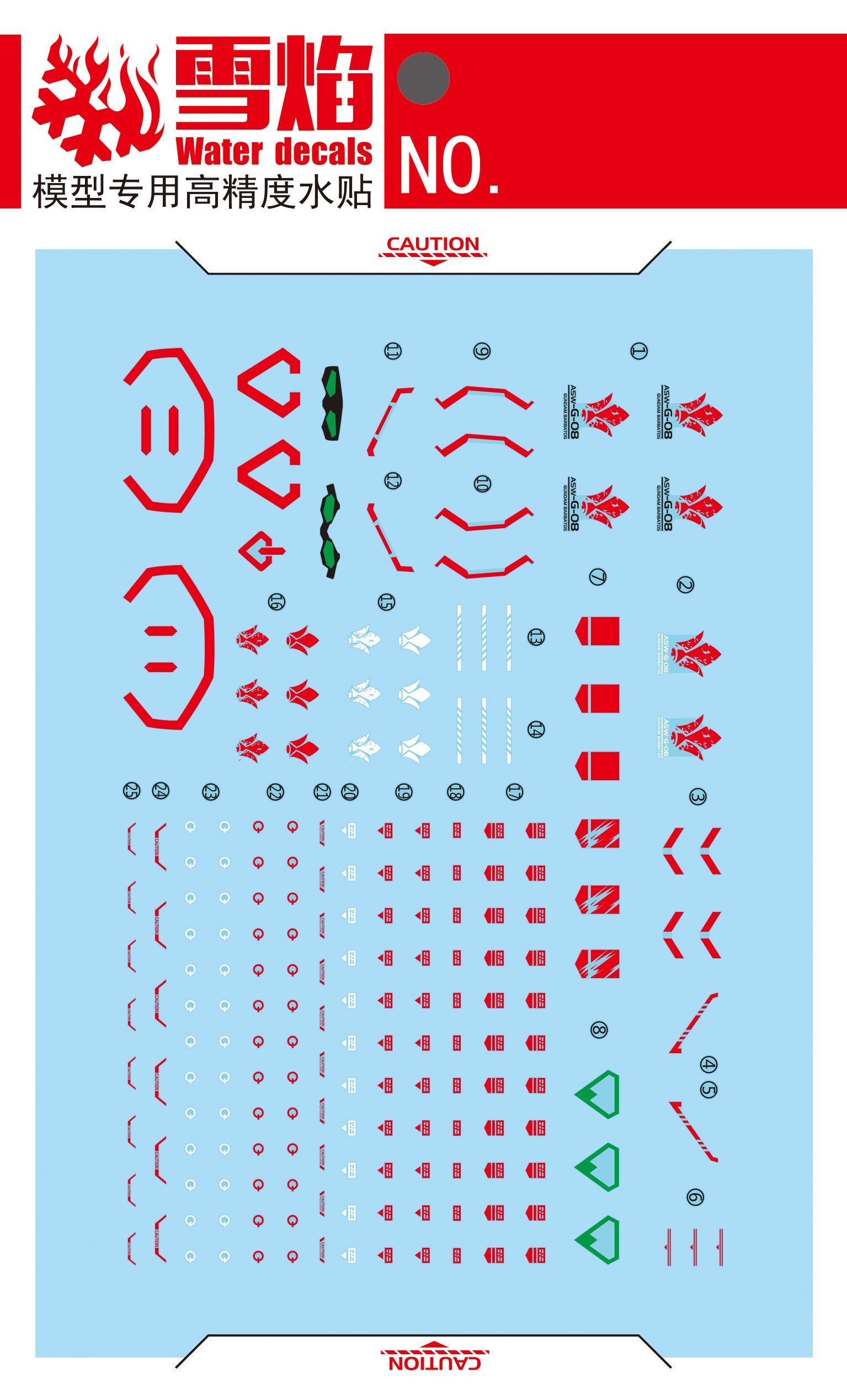 1/144 Gundam Barbatos Fluorescent Waterslide Decals