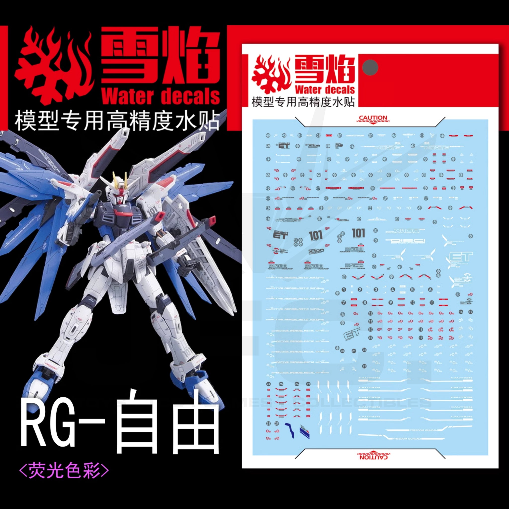 1/144 Freedom Gundam Fluorescent Waterslide Decal RG-04