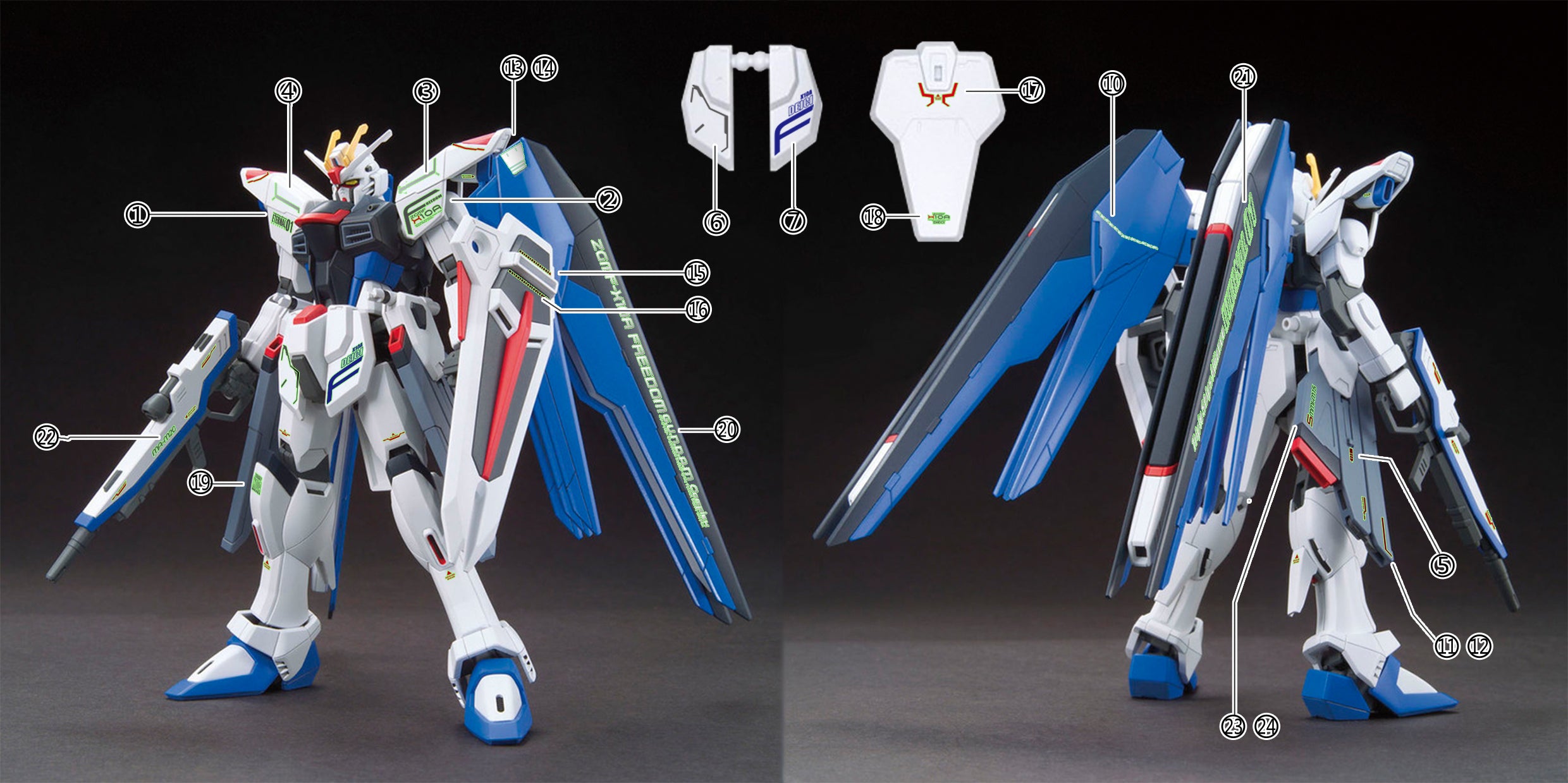 1/144 Freedom Gundam Fluorescent Waterslide Decal HGCE-47