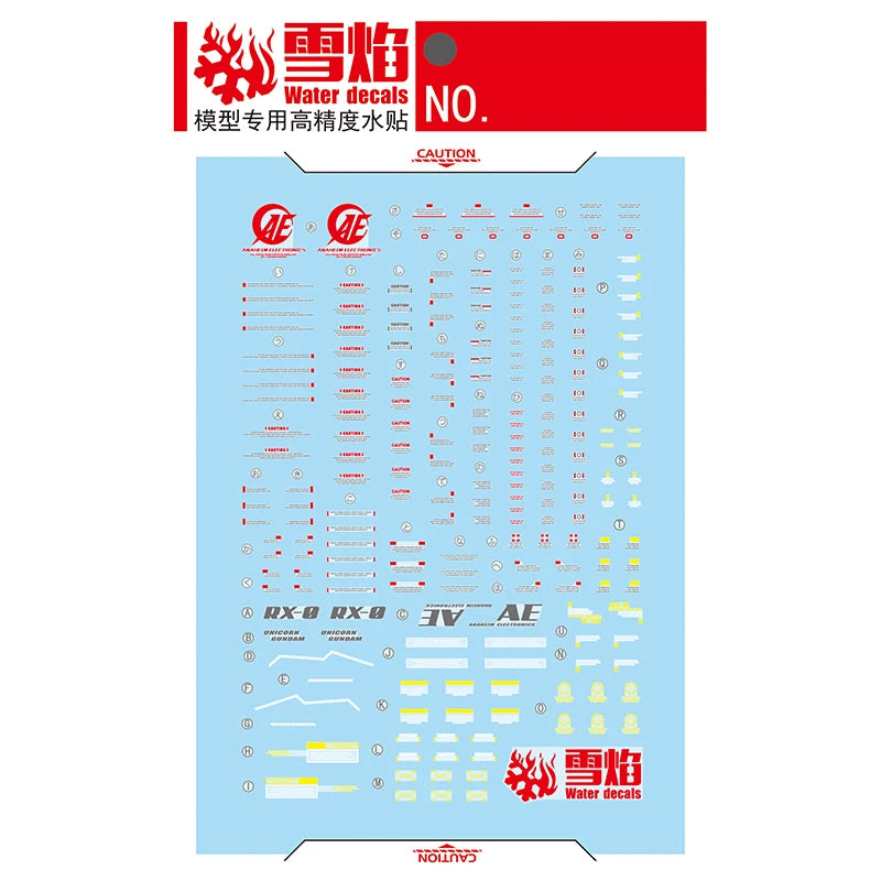 1/100 Unicorn Gundam OVA Fluorescent Waterslide Decal
