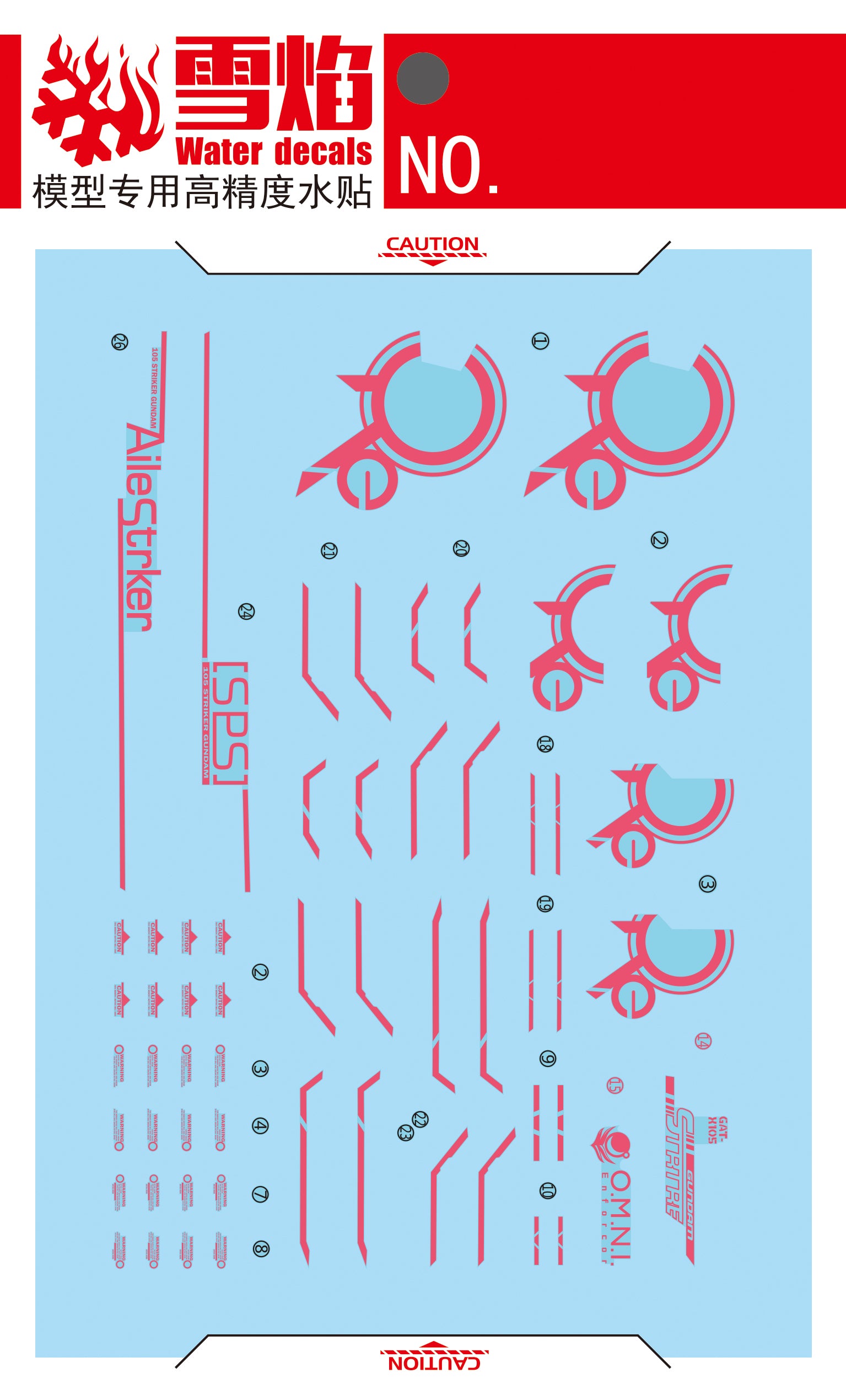 1/100 Aile Strike Gundam RM Neon Pink Waterslide Decal