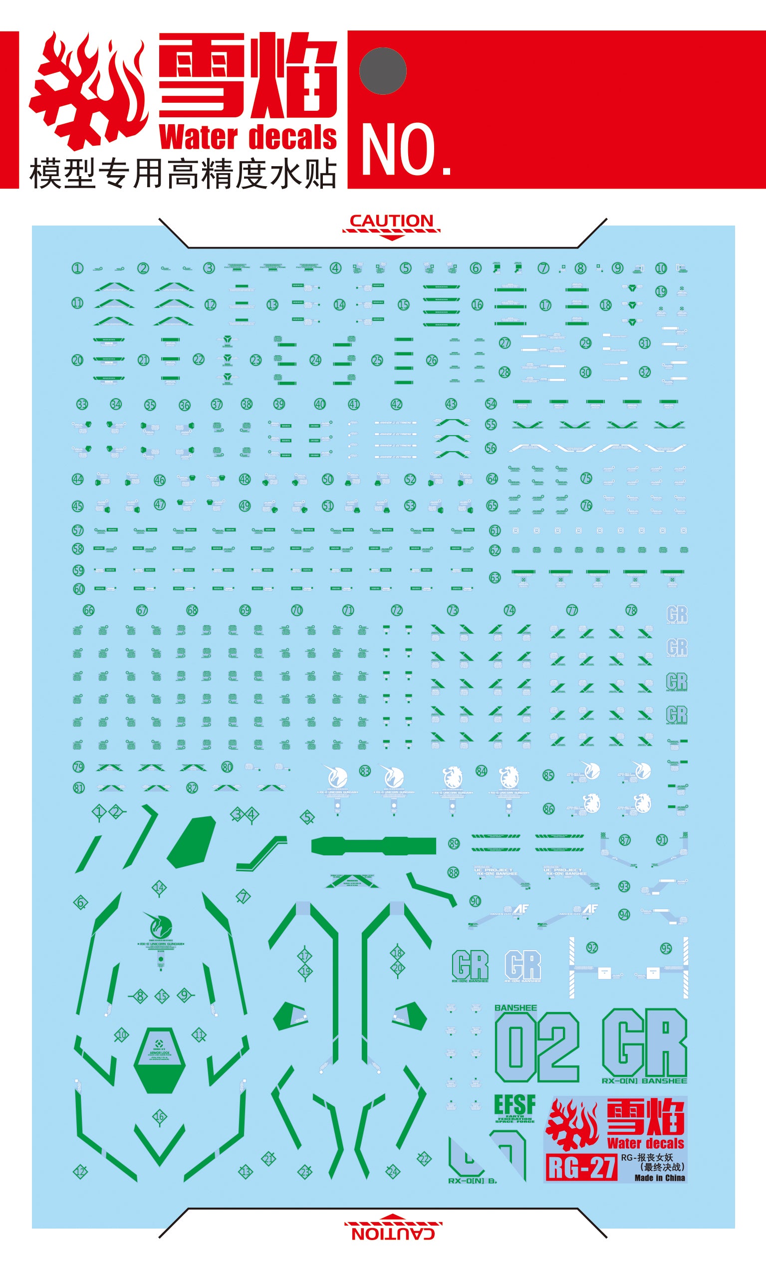 1/144 Banshee Norn Gundam Final Battle Waterslide Decal