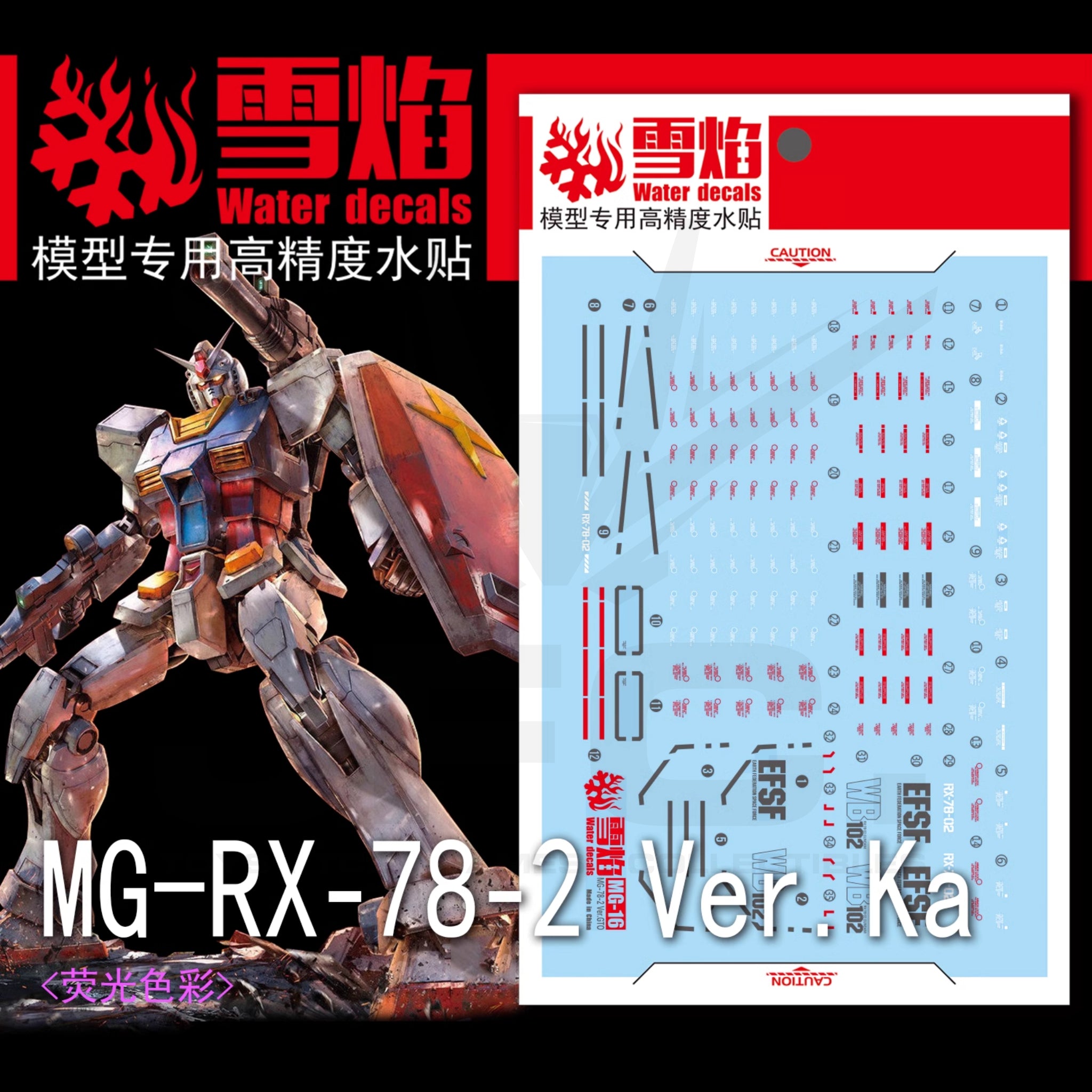 1/100 RX-78-2 Gundam Ver. GTO Fluorescent Waterslide Decal