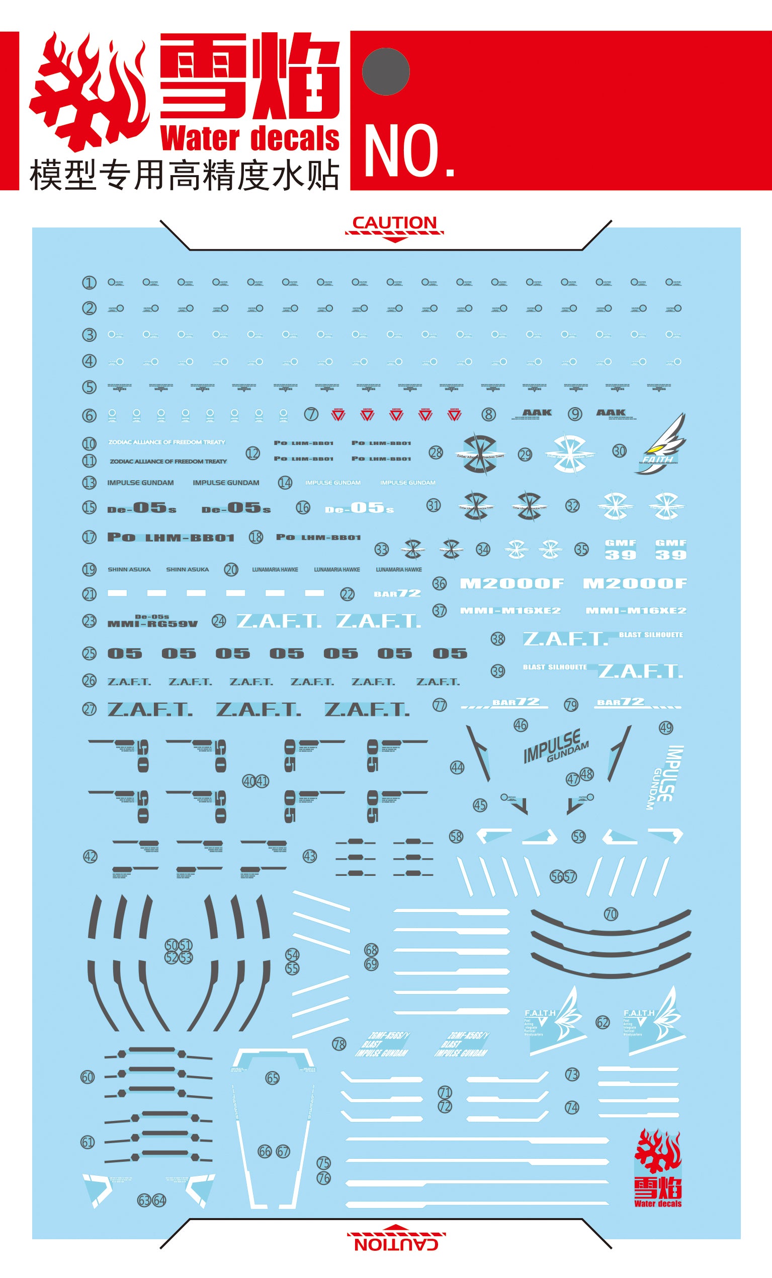 1/100 Blast Impulse Gundam Fluorescent Waterslide Decal