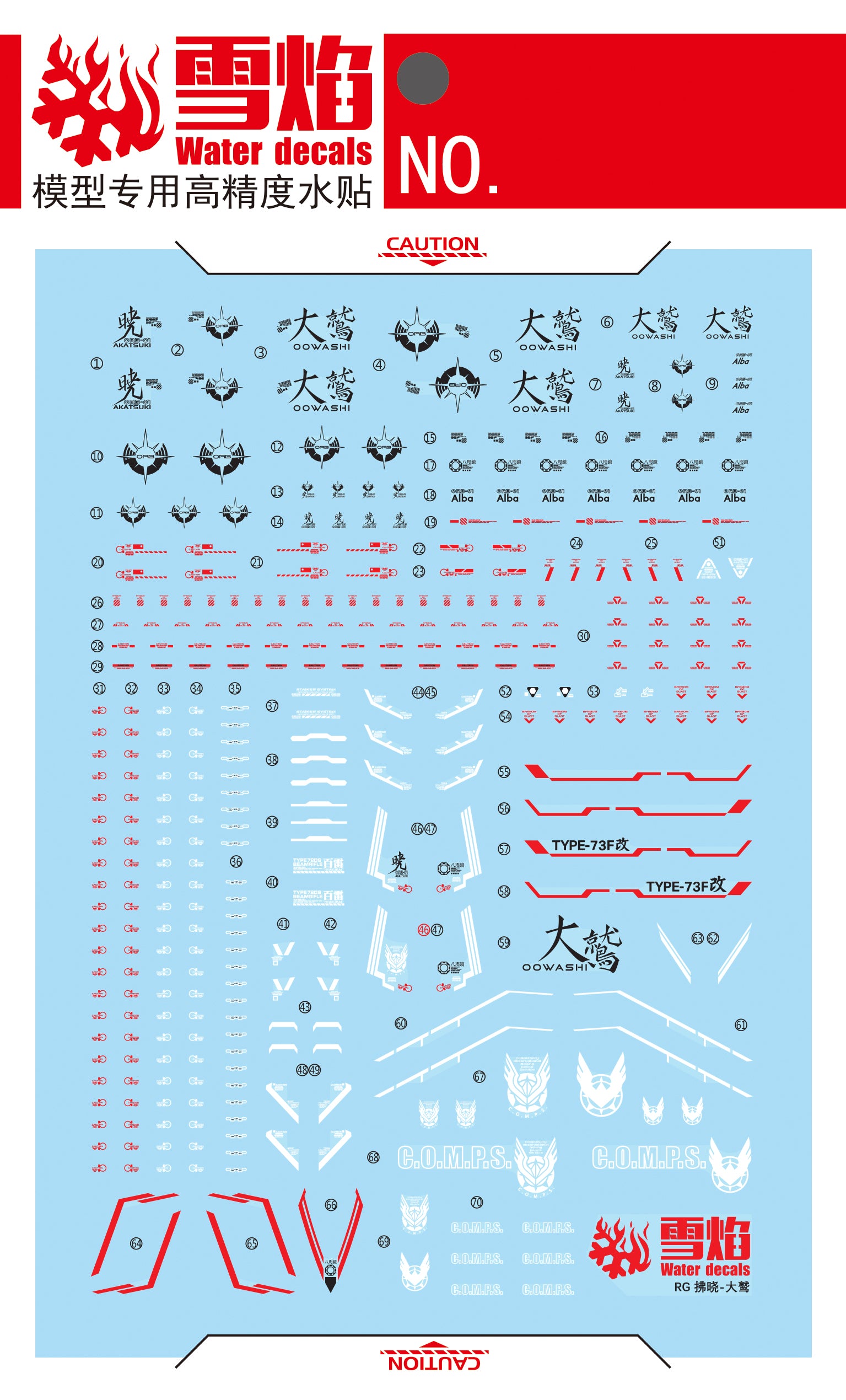 1/144 Akatsuki Gundam Oowashi Fluorescent Waterslide Decal