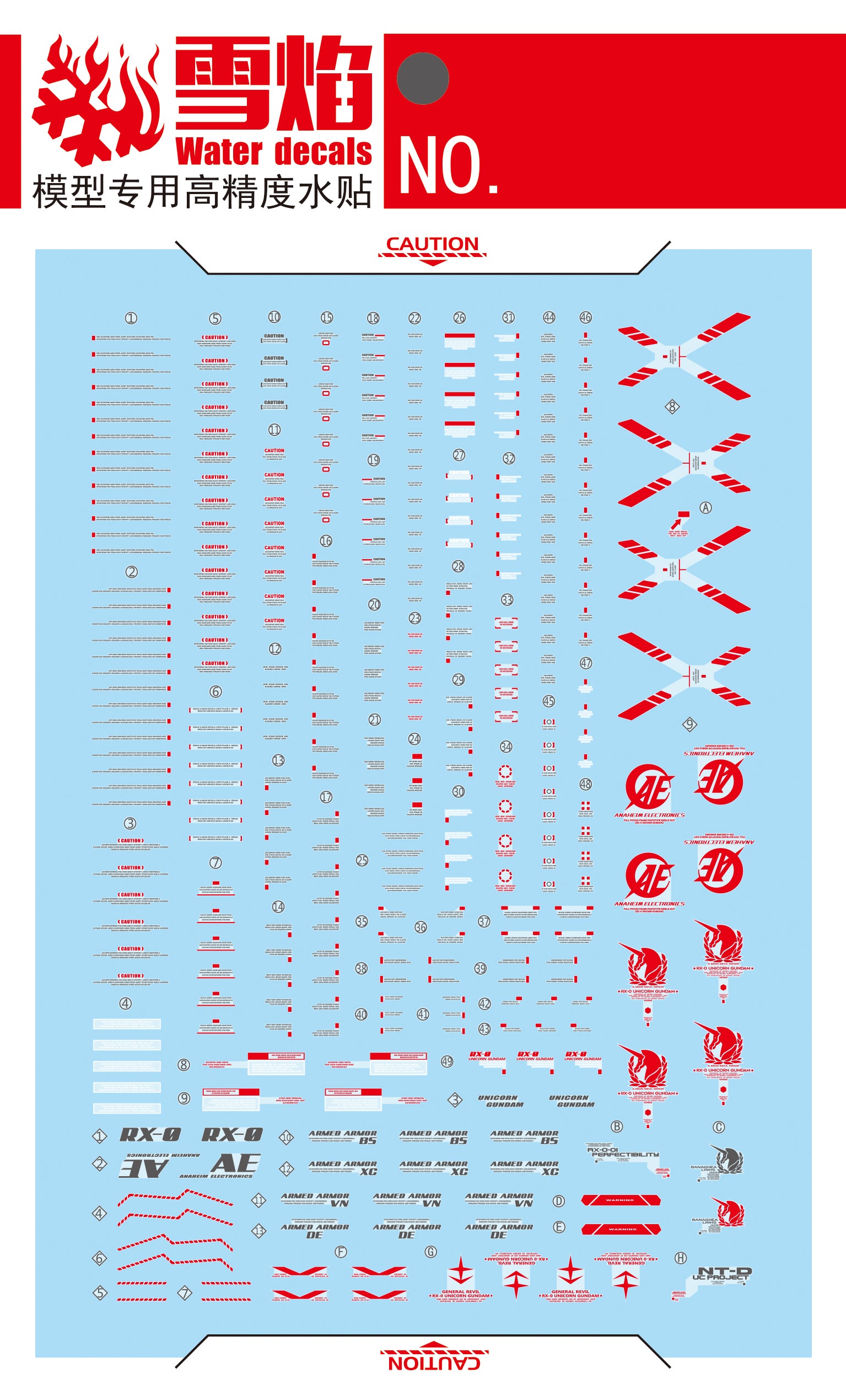 1/100 Unicorn Gundam Perfectibility Fluorescent Decal Set