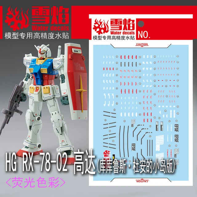 1/144 RX-78-2 Gundam Fluorescent Waterslide Decal Set