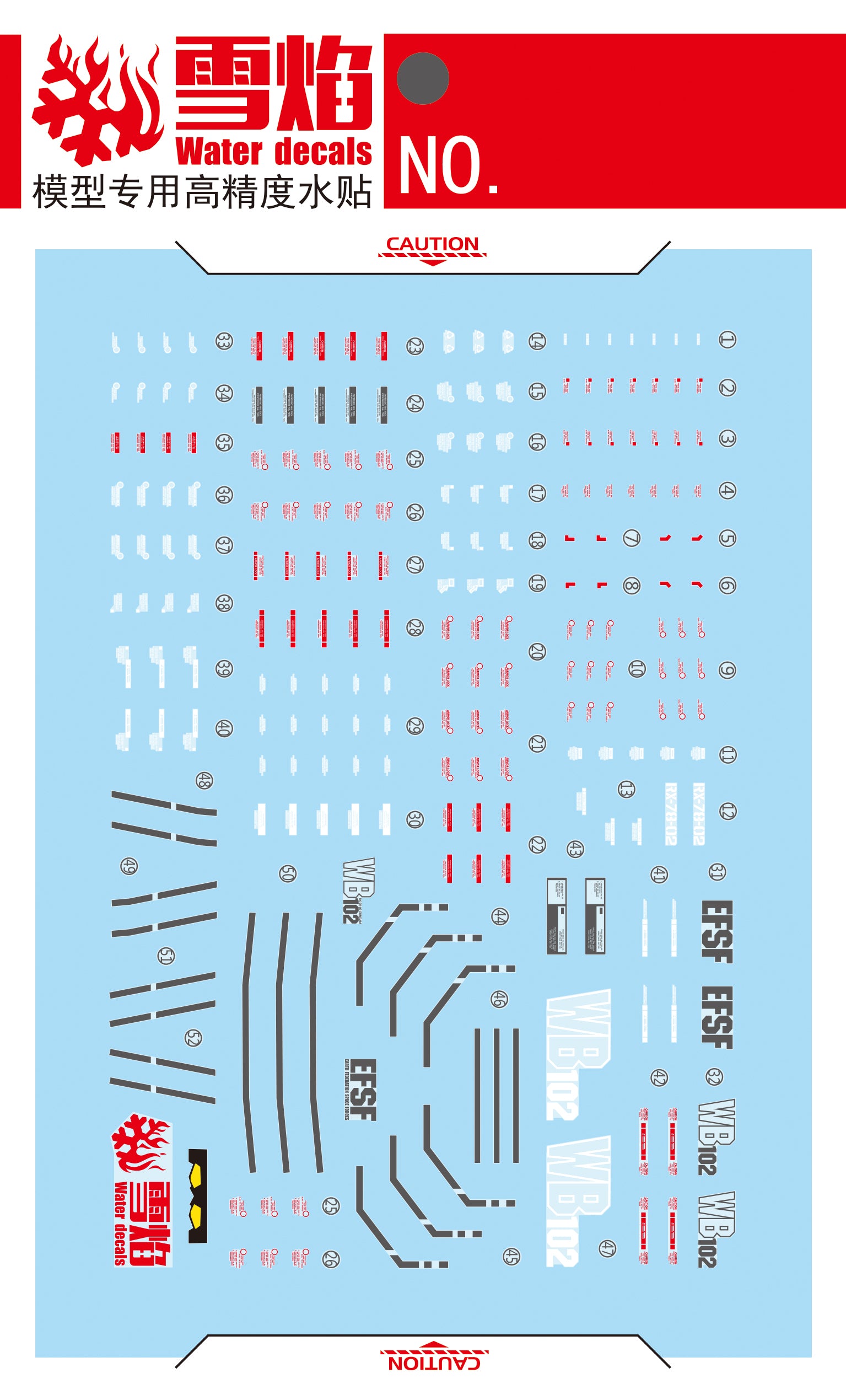 1/144 RX-78-2 Gundam Fluorescent Waterslide Decal Set
