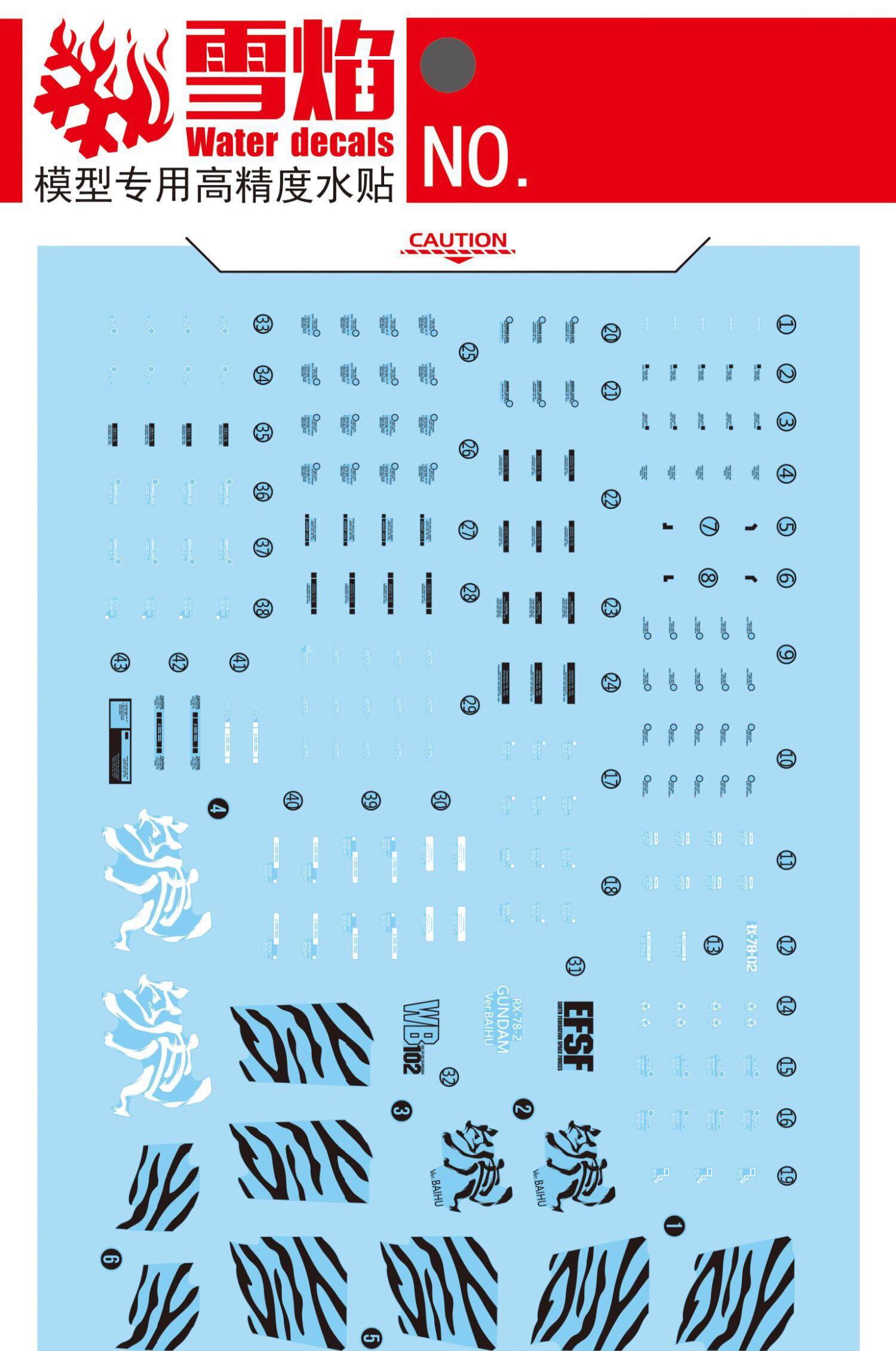 1/144 RX-78-2 Gundam Fluorescent Waterslide Decal