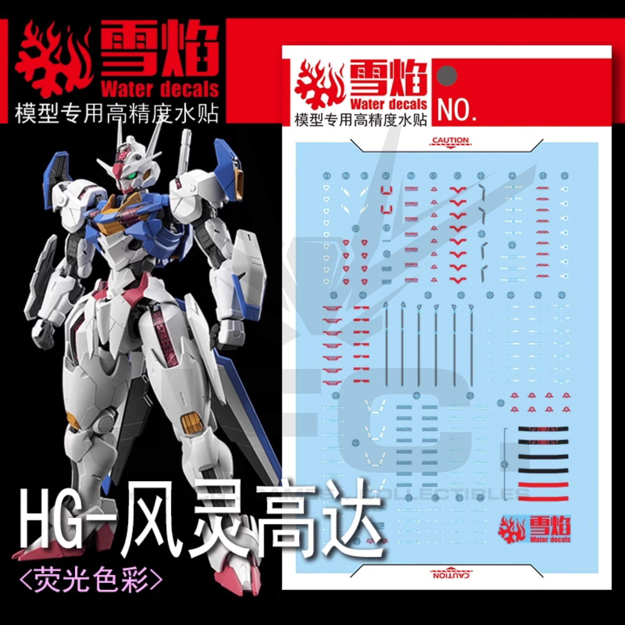 1/144 HG Gundam Aerial Fluorescent Waterslide Decals