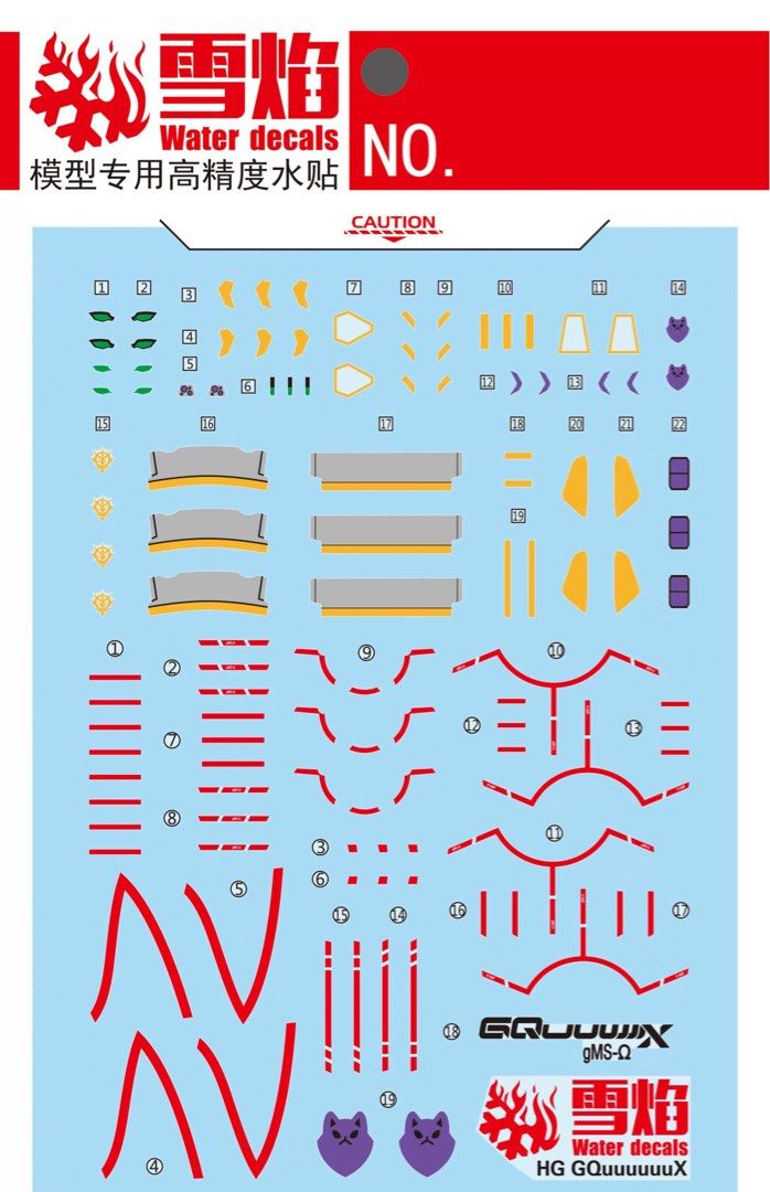 1/144 HG Gundam GQUUUUUX Fluorescent Waterslide Decal